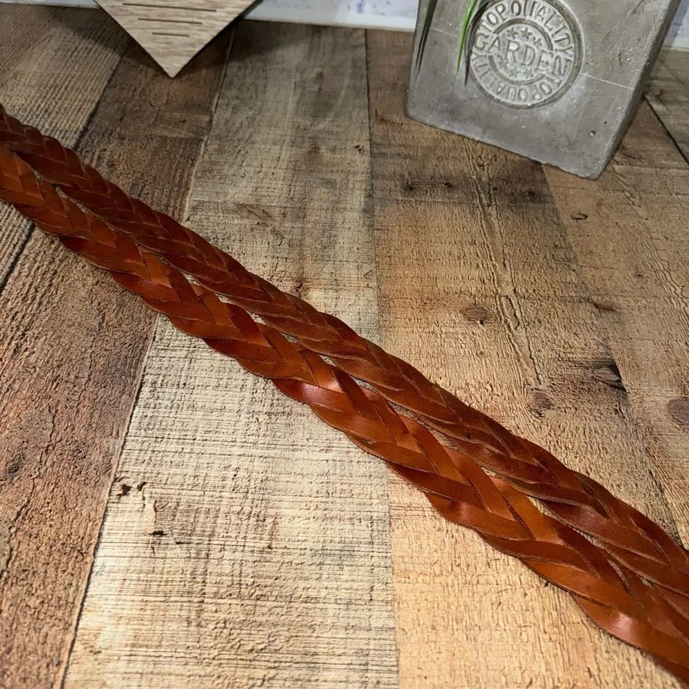 Harold’s Brown Leather double Braided wide Belt Size M
